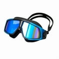 thumbnail image 2 of Professional Wide-Frame Swim Goggles, Waterproof Anti-Fog UV Protection, Soft Silicone Comfort Fit with Adjustable Strap, Unisex for Adults, Blue-Tinted Lenses, Black Frame, 2 of 9