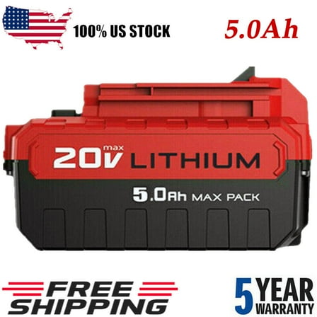 2x Battery 5.0Ah Extended Capacity for Porter Cable 20V MAX Lithium-ion Battery PCC685L