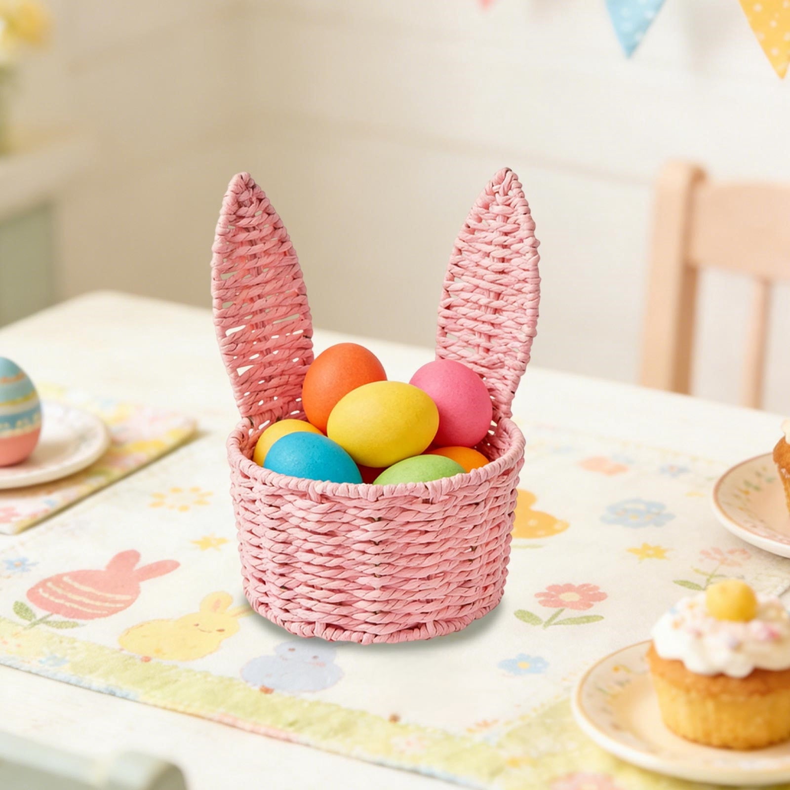 Gifts Dianli Florist Basket Gift Basket Paper Cord Woven Rabbits Ear Flower Basket Fresh Flower Arrangement Basket Easter Gift Handmade Rustic Wicker Style Decorative Floral Gift Basket Home Party