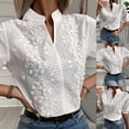 thumbnail image 6 of Floral Embroidery Lace Blouse Women V Neck Shirt Elegant Short Sleeve Tops, 6 of 9