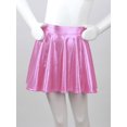 thumbnail image 3 of Riismen Little Big Girls Metallic Pleated A-Line Mini Skirt Hip Hop Dance Skater Skort Athletic Pink 16, 3 of 6