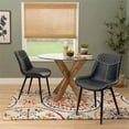 thumbnail image 2 of Linon Mabry Faux Leather Upholstered Set of Two Dining Chairs Steel Legs in Blue, 2 of 12