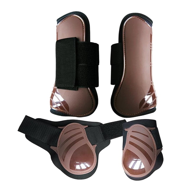 maskred 4 Pcs Pattes avant Arrière Arrière de Cheval Fetlock Équin L Brun Protection de Tendon pour Bottes, Brun G