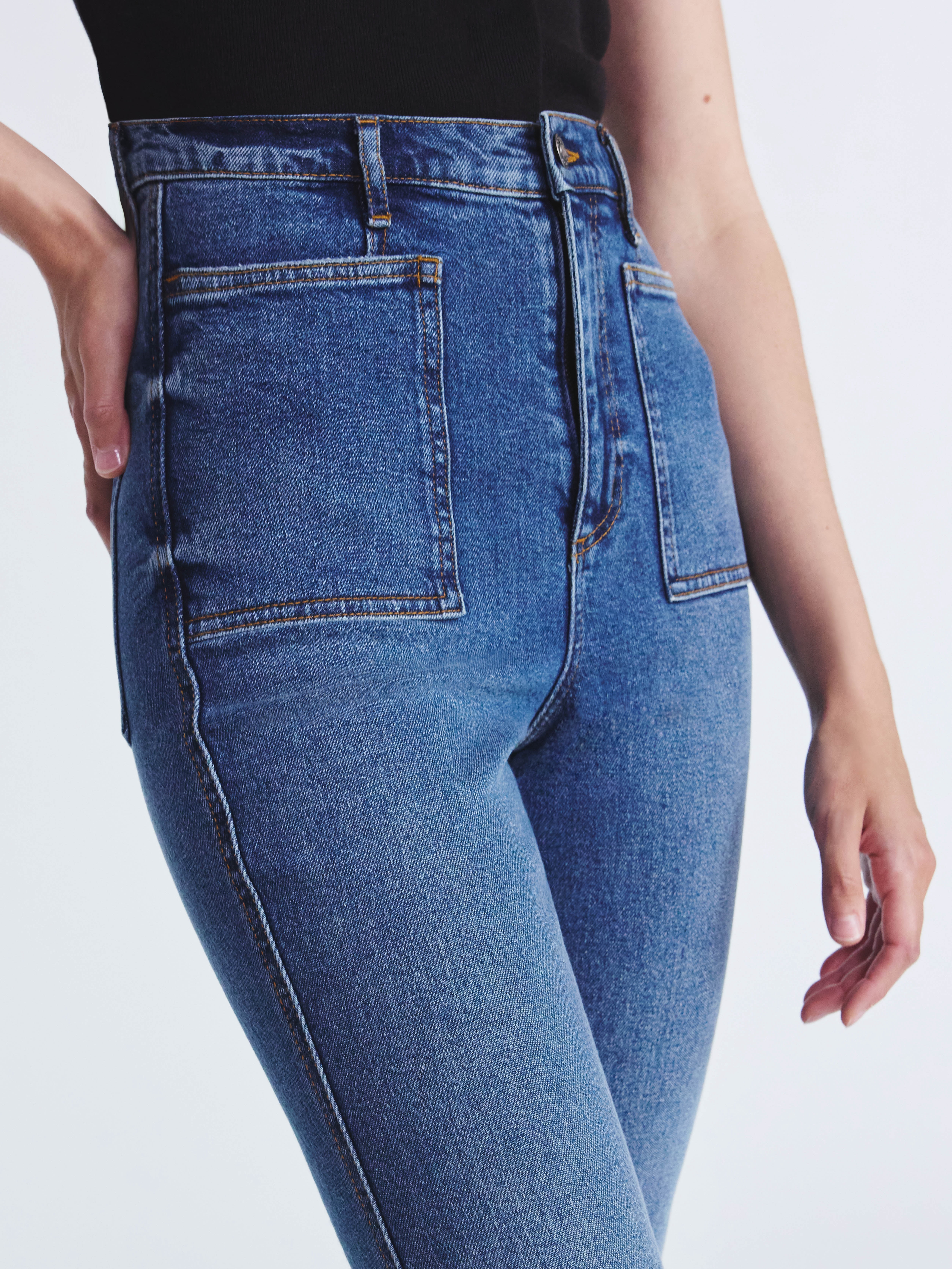 Scoop Women's High Rise Denim Trousers with Patch Pockets, Sizes 0-20
