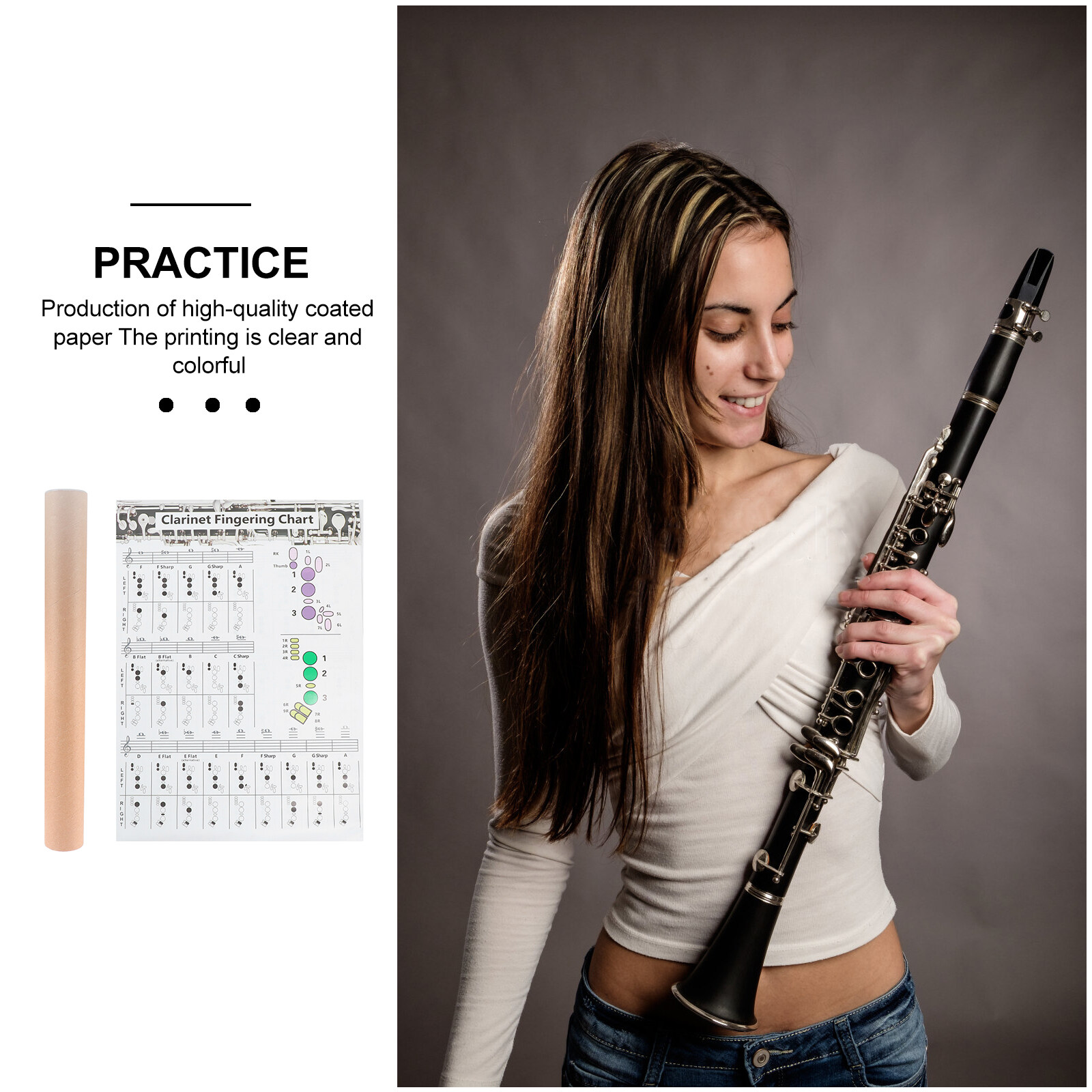 Clarinet Tracking Chart Poster Chord Score Note Coated Paper Learning 