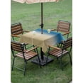 thumbnail image 4 of Outdoor Tablecloth with Umbrella Hole for Patio/Picnic/Party/Camping, Blue Beige Ombre Waterproof Table Cloth Square Cover Washable, Modern Gradient Abstract Art (54"x 54"), 4 of 8