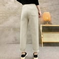 thumbnail image 5 of Dasayo Straight-Leg Pants for Women Beige Elastic Waisted Harem Pants Button Solid Trousers Women Leggings XXL, 5 of 5