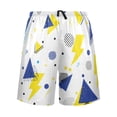 thumbnail image 2 of Men's Pajama Bottoms Athletic Shorts For Men Casual Cotton Yellow and Blue Triangles Dots, 2 of 7