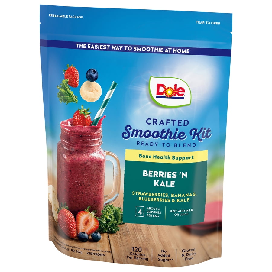 Dole Fruit and Veggie Smoothie Blends, Frozen Berries 'N Kale Blend, 32 oz