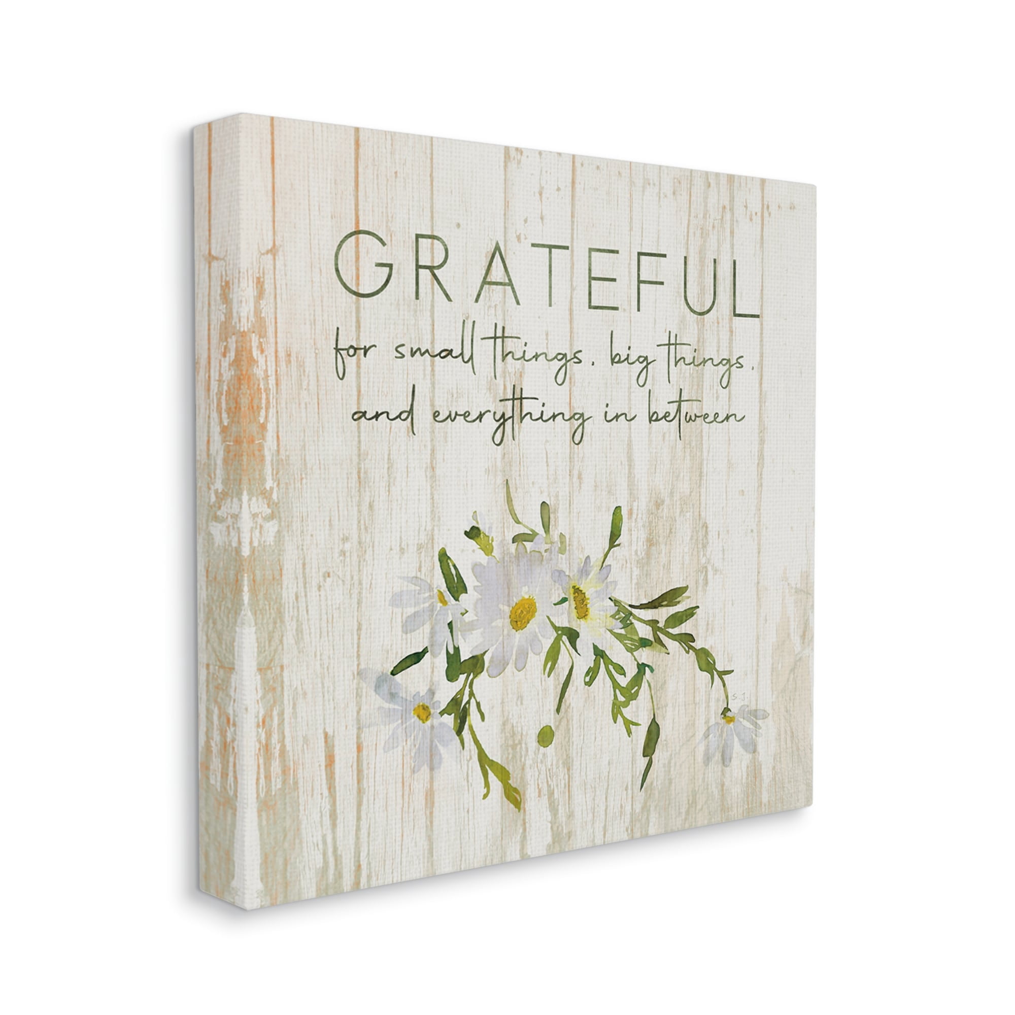 Stupell Industries Grateful for Small Big In Between Motivational Phrase Graphic Art Gallery-Wrapped Canvas Print Wall Art, 36x36, by Susan Jill