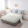 thumbnail image 4 of Castle Fairy Geometric Quatrefoil King Bedding 7pcs,Minimalist Grid Motif King Bed in a Bag,Blue Gray Cream,Reversible, 4 of 7