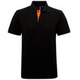 thumbnail image 1 of Asquith & Fox - Polo de manga corta ajuste clasico Modelo Contrast hombre caballero (Negro/naranja), 1 of 4