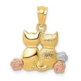thumbnail image 1 of 14k Yellow with White Rhodium Two-tone Gold Two-tone & Rhodium Cats Pendant, 1 of 4