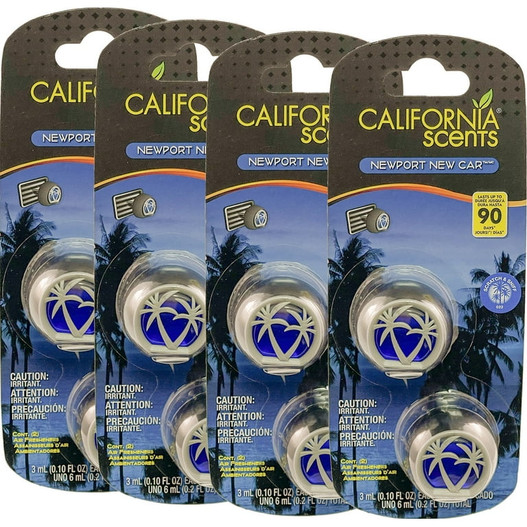 California Scent Vent Clip Car Air Freshener For Long-Lasting Scents and  Odor Neutralizer For Your Car, Newport New Car, 4 Packs 