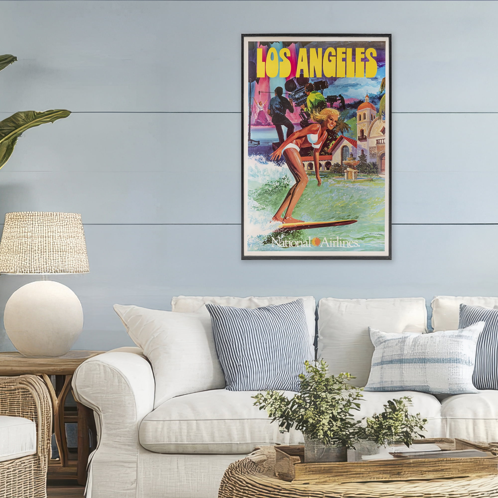 Stupell Industries Vintage Los Angeles Travel Black Framed Giclee Art, design by Vintage Posters