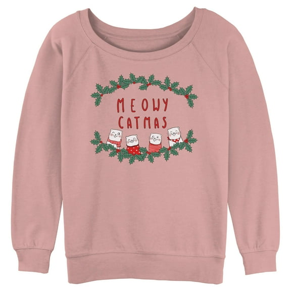 Junior's Lost Gods Meowy Catmas Kittens  Sweatshirt