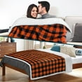 thumbnail image 4 of Buffalo Plaid Sherpa Blanket Throw Twin | Fuzzy Orange Checkered Flannel Fleece Blanket for Couch Bed | Fluffy Warm Soft Plush Microfiber Blanket | 60x80, 4 of 6
