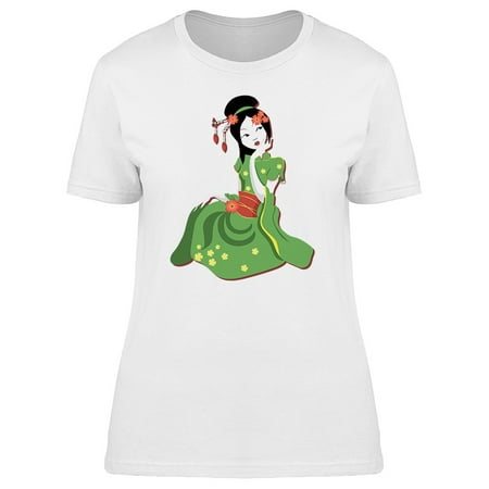 Pretty Geisha In A Green Kimono Tee Women's -Image by Shutterstock