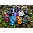 thumbnail image 2 of Day of the Dead Sugar Skull 3D Figurine Keychain Multicolored Macramé Metal Ring Handmade Gift Boho Car Bag Accessories, 2 of 2