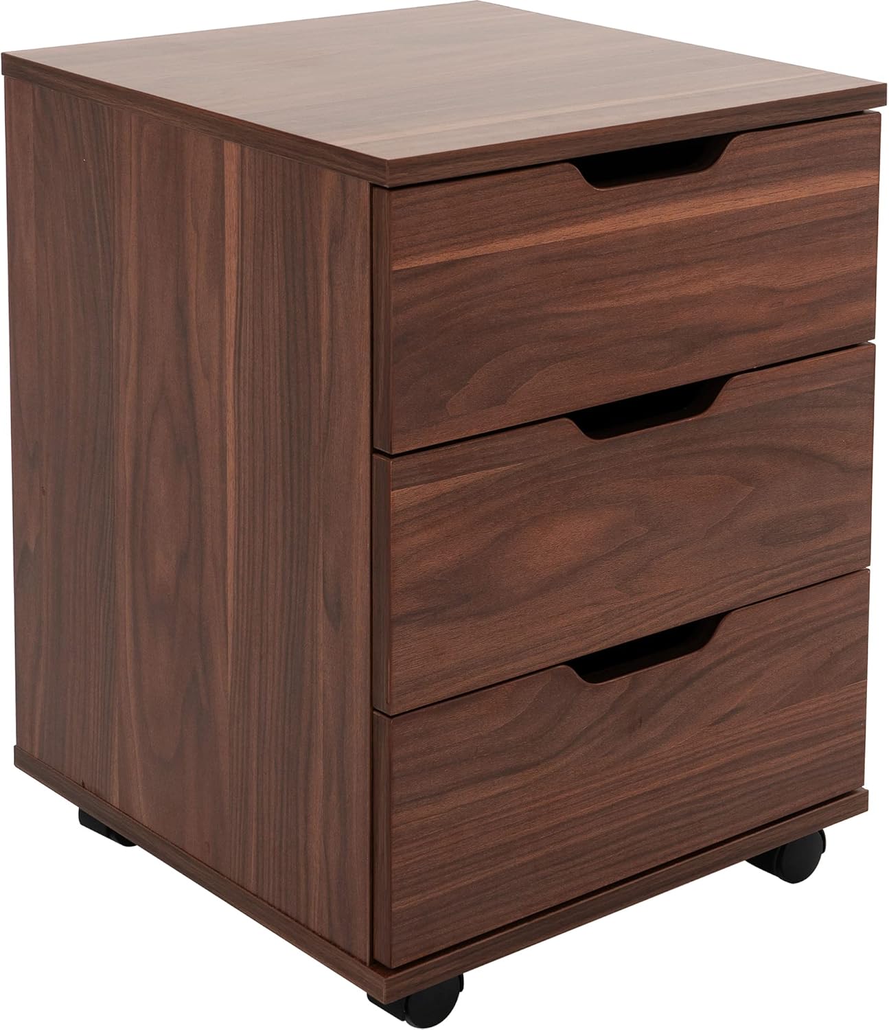 3-Drawer Vertical Filing Cabinet Rolling Wood Mobile File Cabinets Under Desk for Home Office with Casters (Brown Walnut, Fully Assembled)
