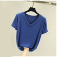thumbnail image 2 of Timegard Tops for Women V Neck Short Sleeve Loose Comfy Tee Casual Solid Color Breathable Top Blouse, 2 of 4