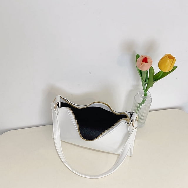 Bolso de hombro a la moda para mujer, bolso informal de verano para las axilas, bolso sólido (blanco)