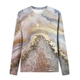 thumbnail image 5 of IROINID en Solde T-shirt à Manches Longues en Polyester pour Femmes Confortable Col Rond Hauts Amples Imprimés T-Shirts Blouse, Or, 5 of 5