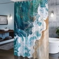 thumbnail image 3 of Teal Blue Shower Curtains for Bathroom, Gradient Sea Wave Abstract Ocean Beach Scenery Washable Fabric Shower Curtain with Hooks Waterproof Bathroom Decor Sets, 36 x 78 Inches, 3 of 9