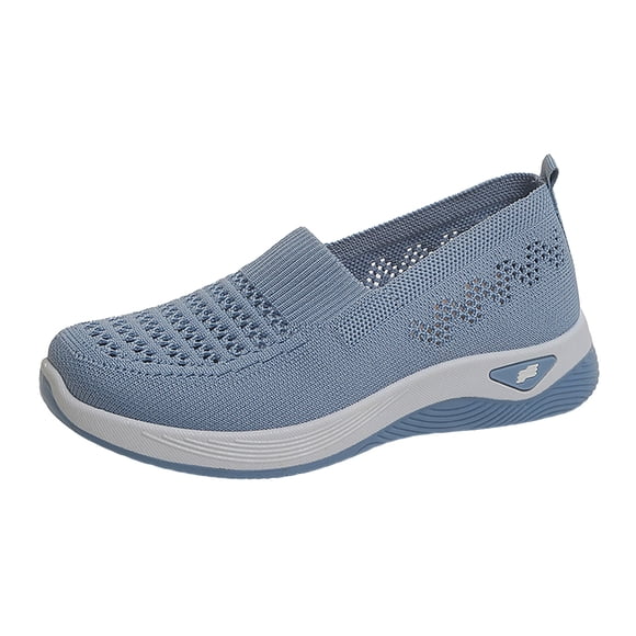 Fsqjgq Walking Shoes Womens Slip On Sneakers Casual Walking Shoes for Mom Mesh Upper Knitted Sneakers