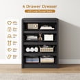 thumbnail image 6 of ASTUVIA 4 Drawers Dresser for Bedroom, 40" Tall Chest of Drawers with Curved Profile Design, Mid Century Fluted Storage Dressers Organizer,Black, 6 of 9