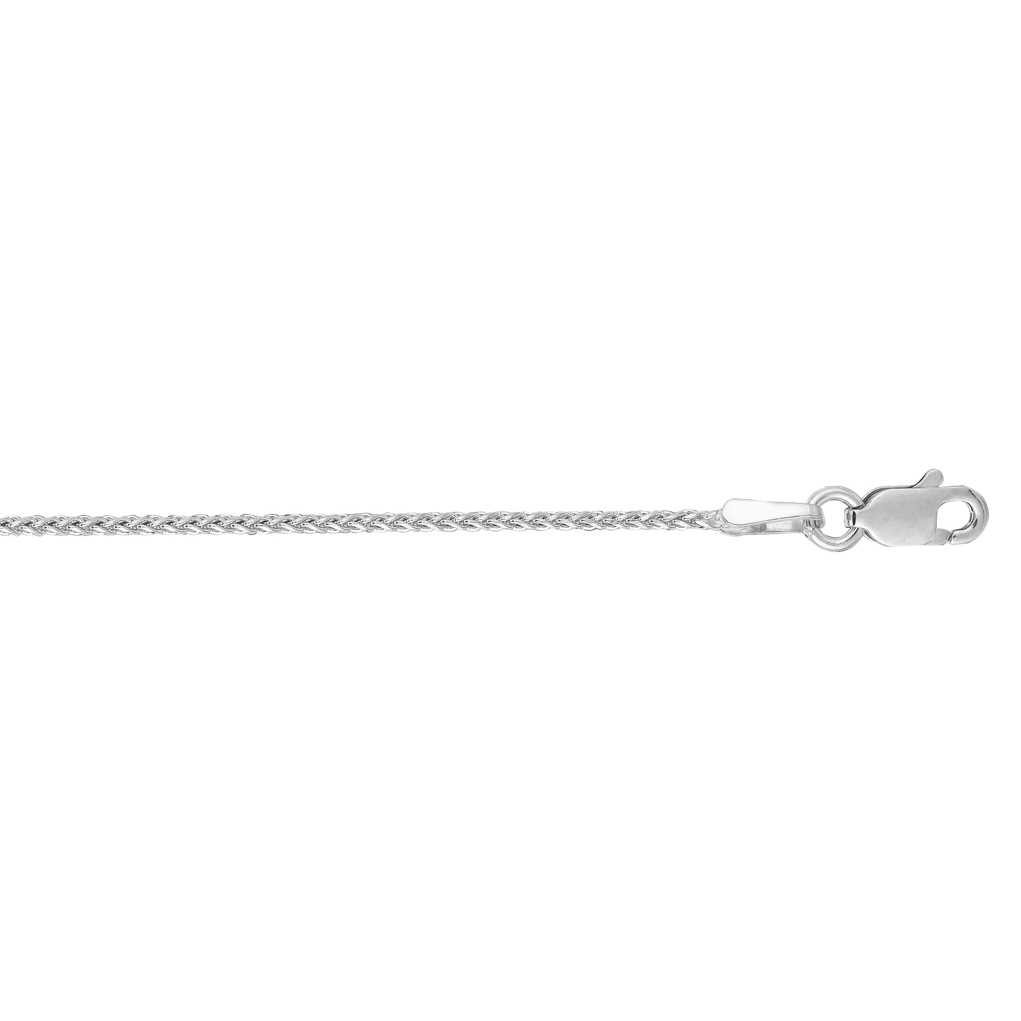 14K White Gold 20in 1.2mm Diamond-Cut Round Wheat Chain with 