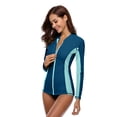 thumbnail image 3 of Beautyin Rash Guards à Fermeture Éclair pour Femmes Manches Longues Patchwork Athlétique, 3 of 6