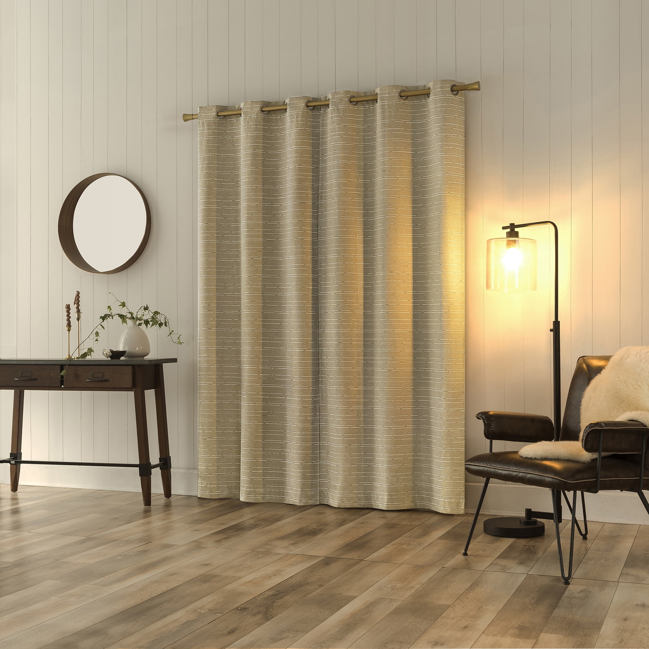 Sun Zero Dresden 2-pack Slub Detail Magnetic Closure 100% Blackout Grommet Curtain Panel Pair, 37"W x 84"L, Natural