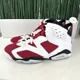 thumbnail image 1 of Ni - ke Ni - ke Air Jordan 6 Retro OG Mid Carmine Red White Black CT8529-106 Mens Size 13, 1 of 5