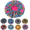 thumbnail image 3 of Women African Floral Print  Cap Double Layer Wide Band Sleep Makeup Bonnet, 3 of 10