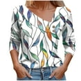 thumbnail image 2 of Craaazy Casual Printed T Shirts for Women V Neck Button Blouses Gifts, 2 of 5