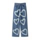 thumbnail image 3 of WILLBEST Jeans Mujer Pantalones Vaqueros Cargo Holgados Con Estampado de Corazón para Mujer, Estilo Casual, de Moda Urbana, Cómodos, Elásticos, Con Bolsillos y Cintura Alta. Grande, 3 of 4