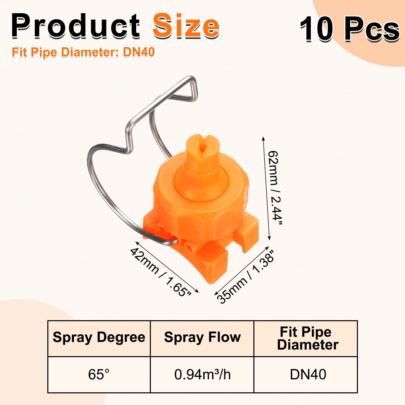 Uxcell 10 Pack Flat Fan Spray Tip, 65 Degree Spray Nozzle with Clip Adjustable Plastic Yellow Nozzles Fit 1-1/2" Hose, 0.94 Cubic Meters Per Hour