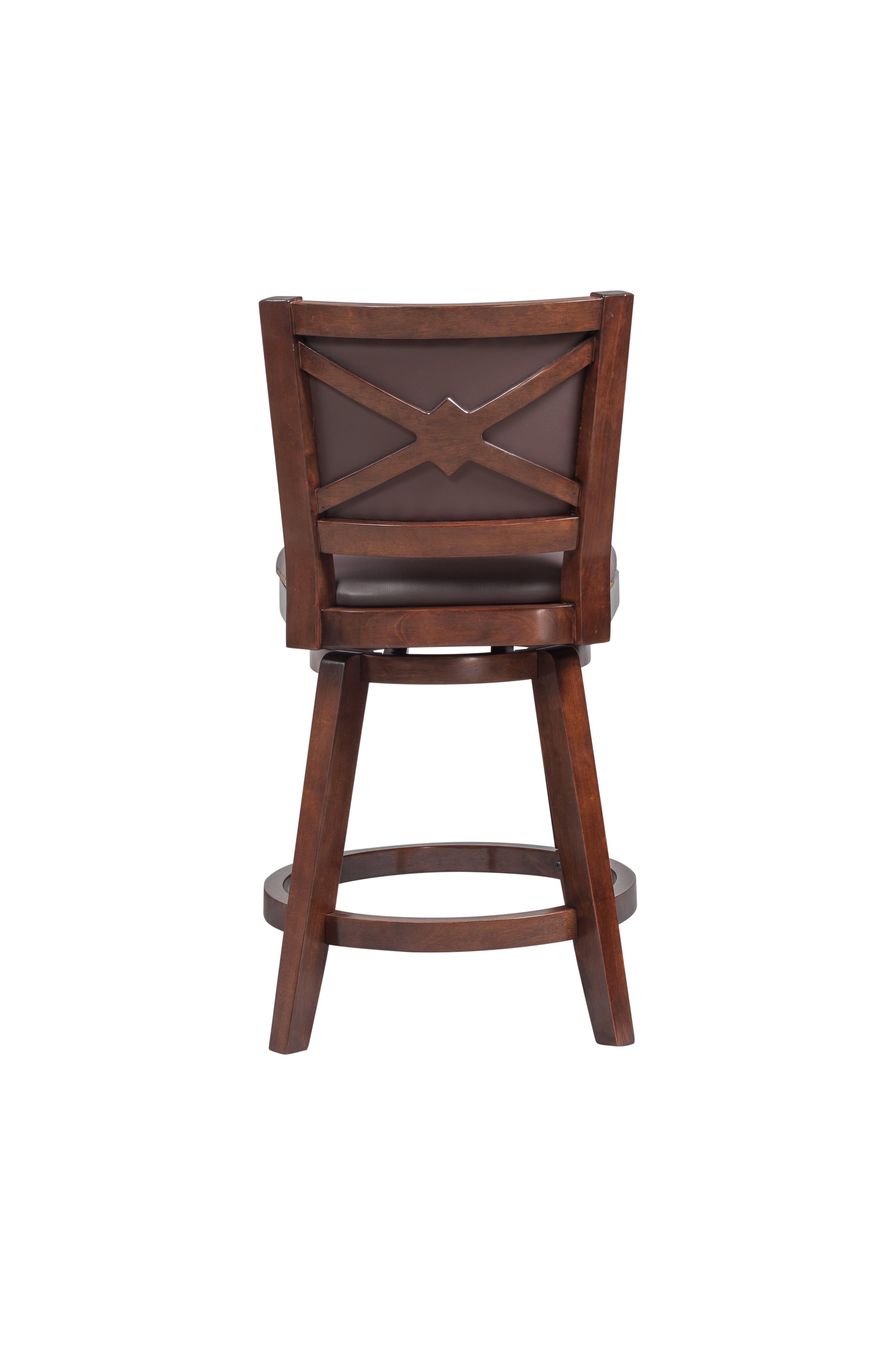 Boraam Broadmoor 29in. High Back Swivel Wood Bar Stool, Cappuccino Finish