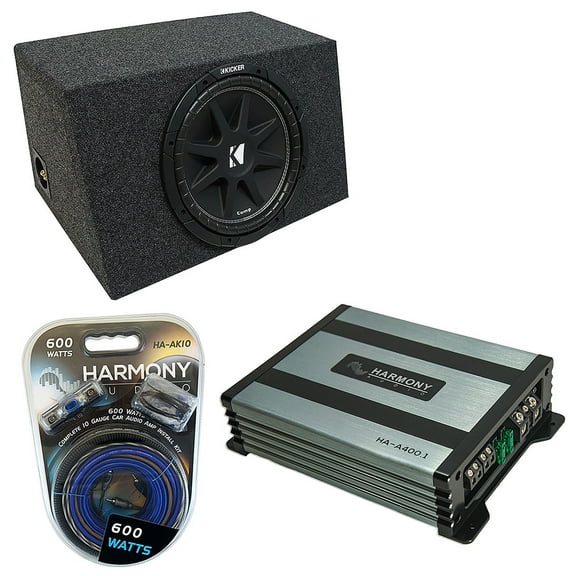 Kicker C12 Single 12" Hatchback Sealed Sub Box Enclosure with HA-A400.1 Mono AMP