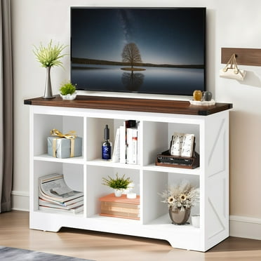 ModFusion 6 Cube Bookcase Organizer, Farmhouse Book shelf for Living Room, Home , Office, White