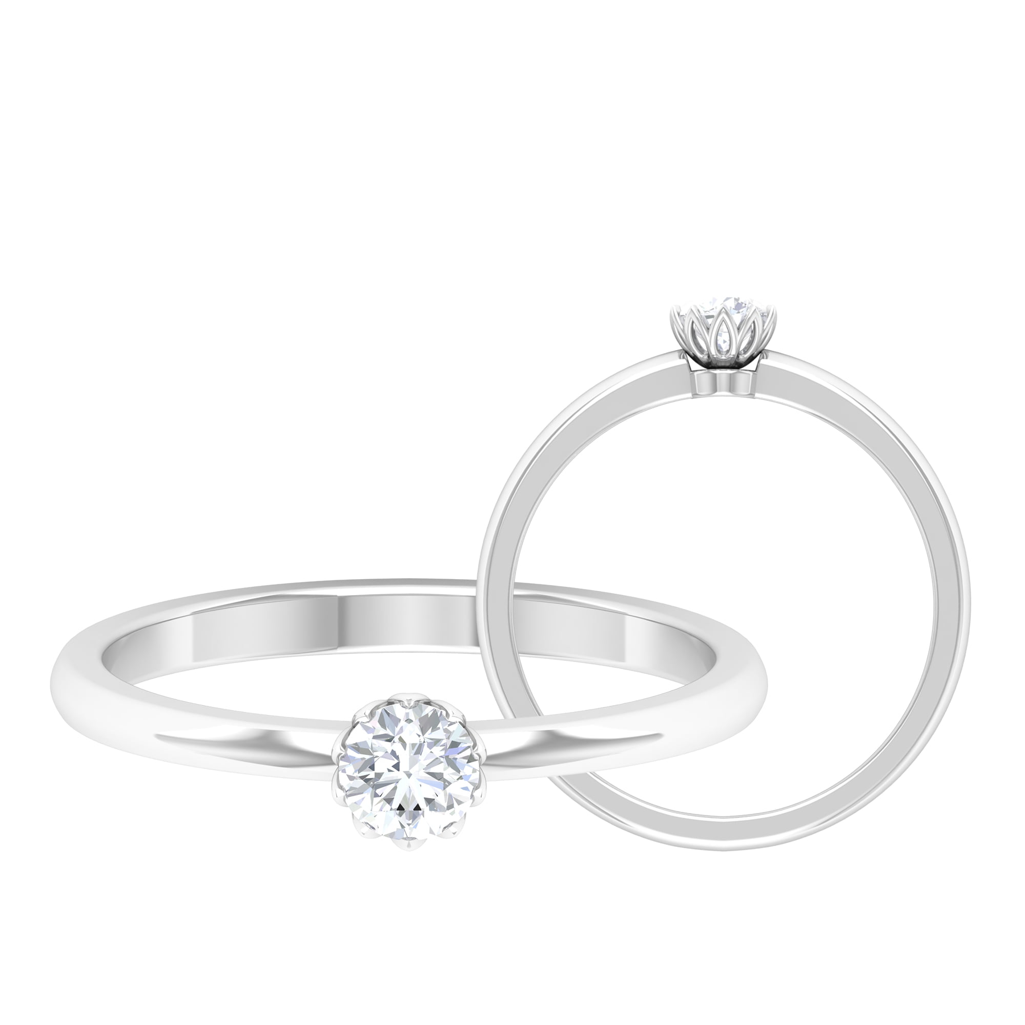 3.00 Ct Round White Stone 925 Sterling Silver Lotus Shape Fabulous Wedding Ring 