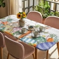 thumbnail image 3 of Spring Easter Table Cloths for 6 Foot Rectangle Tables, Bunny Eggs Floral Leaves Farm Wooden Grain Patio Waterproof Elastic Fitted Tablecloths, Washable Rectangular Table Cover for Camping, 3 of 8
