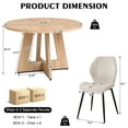 thumbnail image 6 of 5 Piece 47'' Round Dining Table Chairs Set for 4, Farmhouse Oak Kitchen Table with 4 Boucle Mid Century Modern Dinning Room Chairs, Wood Dinner Table &Upholstered Chair Set of 4, Beige, 6 of 8