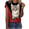 thumbnail image 2 of SMihono Hauts pour Femmes Été Décontracté T-Shirts Col Rond Imprimé Animal Manches Courtes Blouse Grande Taille, 2 of 5