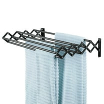 mDesign Steel Wall Mount Accordion Expandable Clothes Air Drying Rack - Black