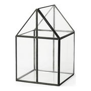 13 in. House Shaped Glass Terrarium, Black
