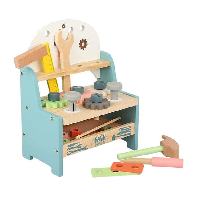 26/ensemble Établi en Bois Atelier Éducatif, Jouet Outils Règle
