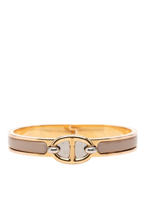 Pre-Owned Hermes Mini Click Chaine d'Ancre Bracelet, Gold Beige Plated, Women's
