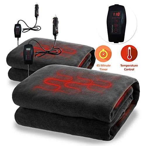Navy Blue Car Heating Blanket Travel Throw for Car and RV-Great for Cold Weather Wakauto 12V Car Electric Heating Blanket